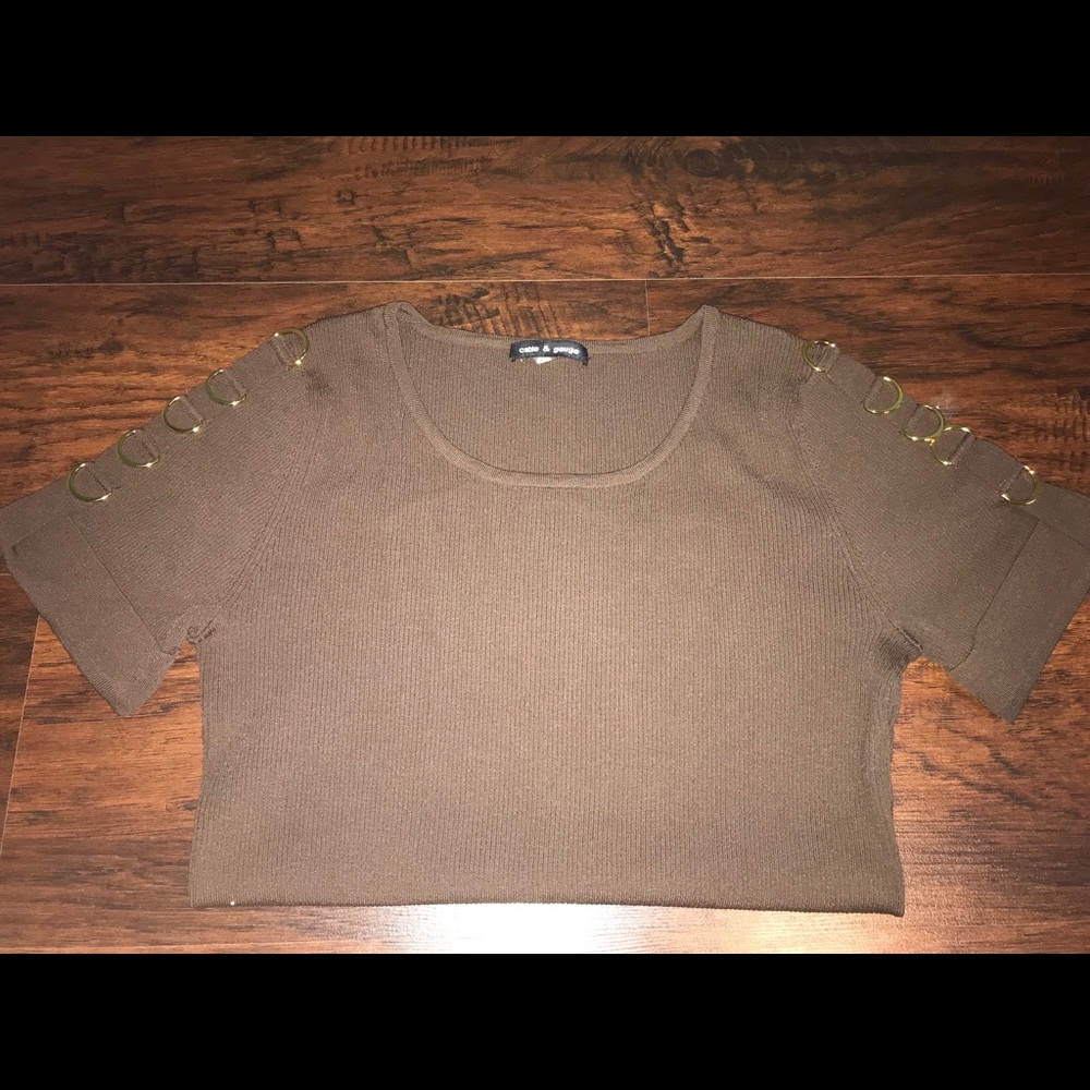 Cable and Gauge Shirt with Metal Clasp Detailing